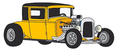 funny convertible car image - Hand drawing of a yellow hot rod - not a real type Stock Photo - Budget Royalty-Free & Subscription, Code: 400-08157204