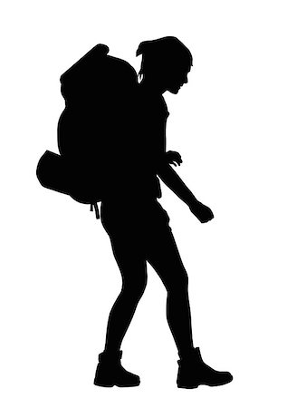 Girl with backpack vector silhouette. EPS 8 Stock Photo - Budget Royalty-Free & Subscription, Code: 400-08157236