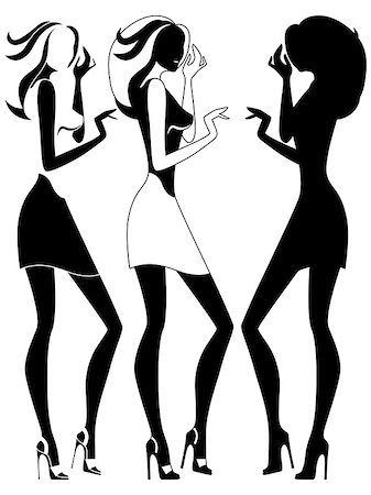 simsearch:400-07466197,k - Beautiful abstract slender female vector outlines in three embodiments Stock Photo - Budget Royalty-Free & Subscription, Code: 400-08157338