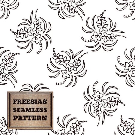 florist background - Seamless pattern with bouquet of freesias and cardboard label Photographie de stock - Aubaine LD & Abonnement, Code: 400-08157608