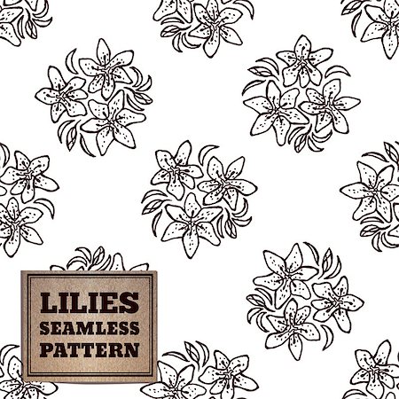 florist background - Seamless pattern with bouquet of lilies and cardboard label Photographie de stock - Aubaine LD & Abonnement, Code: 400-08157603