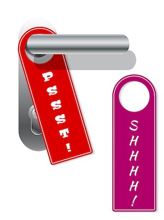 simsearch:400-04617631,k - Door hanger set with shhhh and pssst text Foto de stock - Super Valor sin royalties y Suscripción, Código: 400-08157637