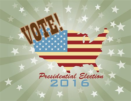 presidenziale - Vote Presidential Election 2016 with USA Flag in Map Silhouette Retro Illustration Fotografie stock - Microstock e Abbonamento, Codice: 400-08157701