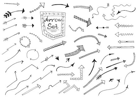 sketchy - Hand drawn arrows set isolated on white background Vector illustration Stock Photo - Budget Royalty-Free & Subscription, Code: 400-08157712