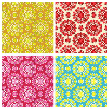 simsearch:400-08282678,k - Four seamless patterns in retro colors, circles Photographie de stock - Aubaine LD & Abonnement, Code: 400-08157816