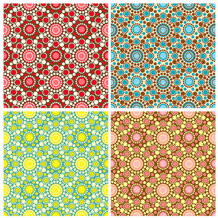 simsearch:400-08282678,k - Four seamless patterns in retro colors, circles Photographie de stock - Aubaine LD & Abonnement, Code: 400-08157817