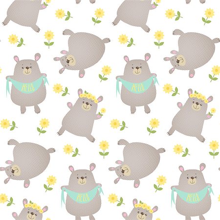 simsearch:400-04813777,k - Seamless pattern  with funny cartoon bears.  Vector illustration. Fotografie stock - Microstock e Abbonamento, Codice: 400-08157811