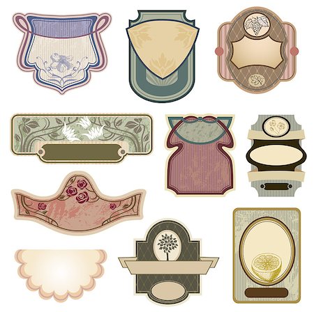 firin (artist) - Ornate vintage labels in style Art Nouveau. All elements separately. Foto de stock - Super Valor sin royalties y Suscripción, Código: 400-08157964