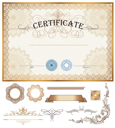 firin (artist) - Vector illustration of gold detailed certificate with watermarks Foto de stock - Super Valor sin royalties y Suscripción, Código: 400-08157969