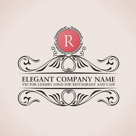 extezy (artist) - Luxury logo. Calligraphic pattern elegant decor elements. Vintage vector ornament R Fotografie stock - Microstock e Abbonamento, Codice: 400-08157974