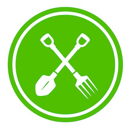 simsearch:400-06175558,k - white garden tools silhouette on round green icon Stock Photo - Budget Royalty-Free & Subscription, Code: 400-08157989