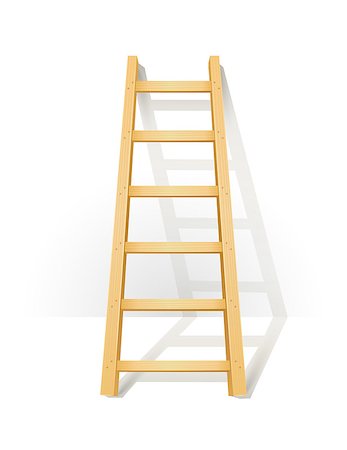 Wooden step ladders stand near white wall. Eps10 vector illustration Foto de stock - Royalty-Free Super Valor e Assinatura, Número: 400-08158493