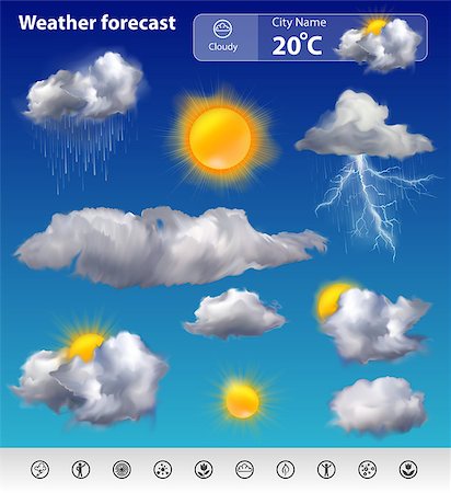 firin (artist) - Realistic weather forecast widget mobile application program layout template vector illustration Foto de stock - Super Valor sin royalties y Suscripción, Código: 400-08158518