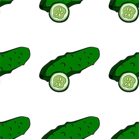 Pattern made from hand drawn cucumbers. Vector illustration Stock Photo - Budget Royalty-Free & Subscription, Code: 400-08158602