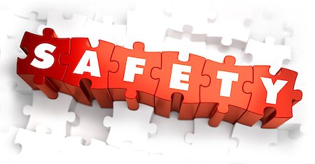 simsearch:400-08316235,k - Safety - White Word on Red Puzzles on White Background. 3D Render. Foto de stock - Super Valor sin royalties y Suscripción, Código: 400-08158670