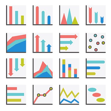 pictogram lines - Set of flat minimalistic charts, graph, diagrams. Infographics vector. Stock Photo - Budget Royalty-Free & Subscription, Code: 400-08158733