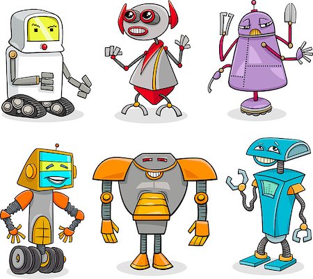 simsearch:400-08813093,k - Cartoon Illustration of Funny Robots Fantasy Set Stockbilder - Microstock & Abonnement, Bildnummer: 400-08158775