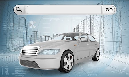 simsearch:400-08158930,k - White car on abstract urban background with search field, front view Stock Photo - Budget Royalty-Free & Subscription, Code: 400-08158916