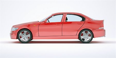 simsearch:400-08161659,k - Red car on isolated white background, side view Foto de stock - Super Valor sin royalties y Suscripción, Código: 400-08158928