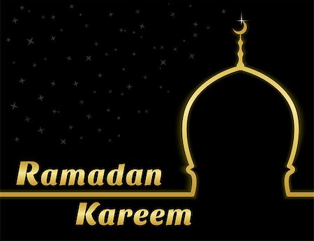 simsearch:400-08647515,k - Ramadan kareem greetings poster with gold mosque on black background Foto de stock - Super Valor sin royalties y Suscripción, Código: 400-08158979