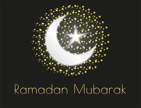 simsearch:400-08647515,k - Ramadan mubarak greetings poster with crescent and star on black background Foto de stock - Super Valor sin royalties y Suscripción, Código: 400-08158980