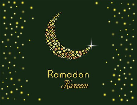 simsearch:400-08647515,k - Ramadan kareem greetings poster with crescent and gold stars on black green background Foto de stock - Super Valor sin royalties y Suscripción, Código: 400-08158981
