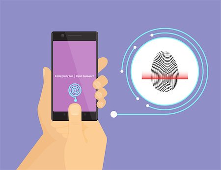data security screens - Illustration of digital fingerprint identification on smartphone. Stock Photo - Budget Royalty-Free & Subscription, Code: 400-08158982