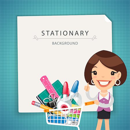 Blue Stationary Background with Female Manager. In the EPS file, each element is grouped separately. Clipping paths included in JPG file. Foto de stock - Super Valor sin royalties y Suscripción, Código: 400-08159029