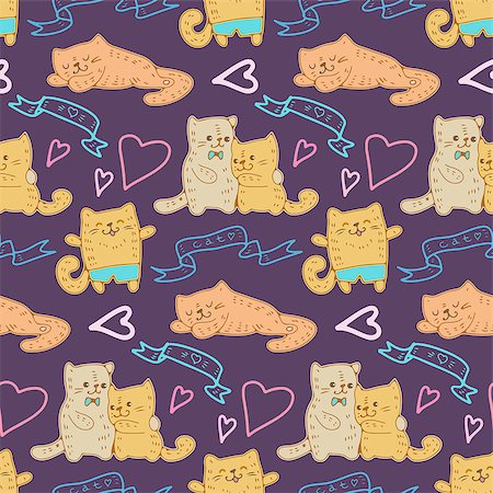 simsearch:400-07219167,k - Seamless pattern - funny cartoon kittens. Vector illustration. Stock Photo - Budget Royalty-Free & Subscription, Code: 400-08159197