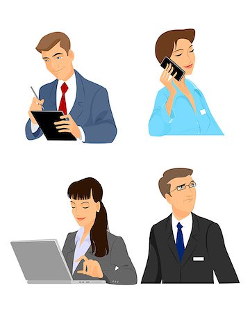 simsearch:400-08554629,k - Vector illustration of a set of four managers Fotografie stock - Microstock e Abbonamento, Codice: 400-08159375