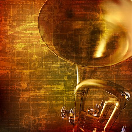 simsearch:400-04617342,k - abstract grunge brown vintage music background with trumpet Stock Photo - Budget Royalty-Free & Subscription, Code: 400-08159415