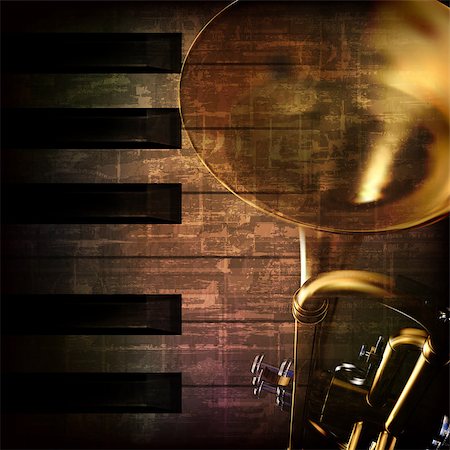 simsearch:400-08159413,k - abstract grunge dark brown vintage music background with trumpet Foto de stock - Super Valor sin royalties y Suscripción, Código: 400-08159416