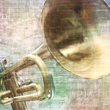 simsearch:400-04617342,k - abstract grunge vintage music background with trumpet on gray Stock Photo - Budget Royalty-Free & Subscription, Code: 400-08159419