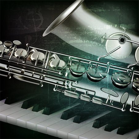 simsearch:400-04617342,k - abstract green grunge vintage music background with piano and saxophone Stock Photo - Budget Royalty-Free & Subscription, Code: 400-08159412
