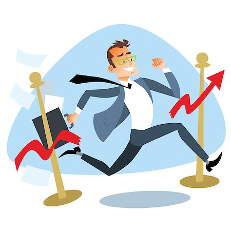 simsearch:400-08159440,k - Businessman running breaks the finish tape graph of sales. The theme of the competition business concept Stock Photo - Budget Royalty-Free & Subscription, Code: 400-08159448