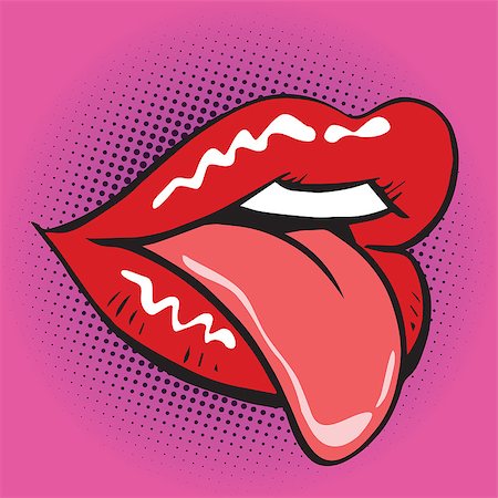 simsearch:400-08158429,k - lips tongue pop art retro. Illustration imitating vintage figure Foto de stock - Super Valor sin royalties y Suscripción, Código: 400-08159461