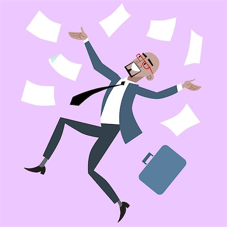 dismissal - African businessman rejoices luck success. Man throws business papers Stock Photo - Budget Royalty-Free & Subscription, Code: 400-08159485