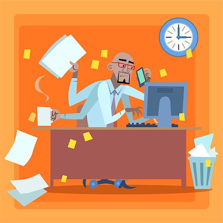 African businessman loaded with work time management. Black man loaded a lot of things in the office Foto de stock - Super Valor sin royalties y Suscripción, Código: 400-08159498