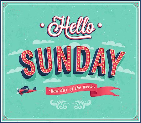 Hello Sunday typographic design. Vector illustration. Stock Photo - Budget Royalty-Free & Subscription, Code: 400-08159562