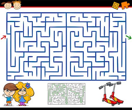 simsearch:400-08973723,k - Cartoon Illustration of Education Maze or Labyrinth Game for Preschool Children with Playground Foto de stock - Royalty-Free Super Valor e Assinatura, Número: 400-08159647