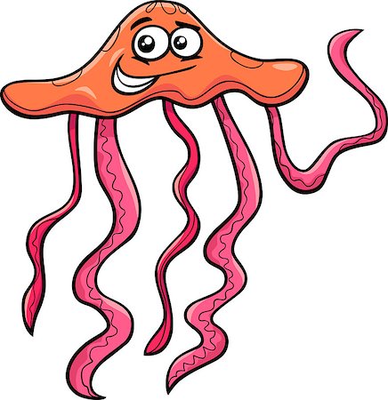 simsearch:400-09171923,k - Cartoon Illustration of Funny Jellyfish Sea Animal Photographie de stock - Aubaine LD & Abonnement, Code: 400-08159655