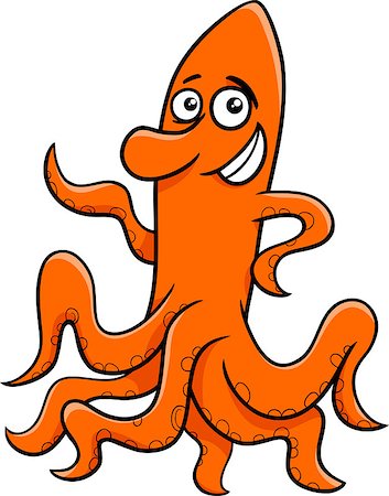 Cartoon Illustration of Funny Octopus Sea Animal Stock Photo - Budget Royalty-Free & Subscription, Code: 400-08159656