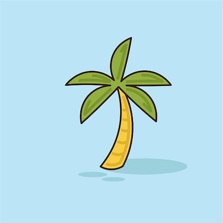 simsearch:400-07093200,k - Vector illustration of the palm tree isolated blue background Fotografie stock - Microstock e Abbonamento, Codice: 400-08159665