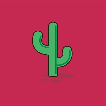 eco travel - Cactus on red background isolated vector illustration Stock Photo - Budget Royalty-Free & Subscription, Code: 400-08159668