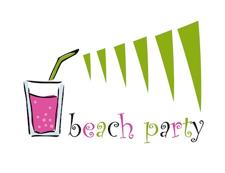 party beverage sketches - summer backgrounds with glasses with cocktail on beach party Stock Photo - Budget Royalty-Free & Subscription, Code: 400-08159767