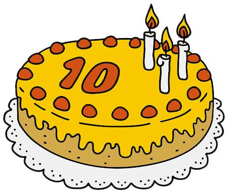 Hand drawing of a yellow fruit birthday cake Stock Photo - Budget Royalty-Free & Subscription, Code: 400-08151186