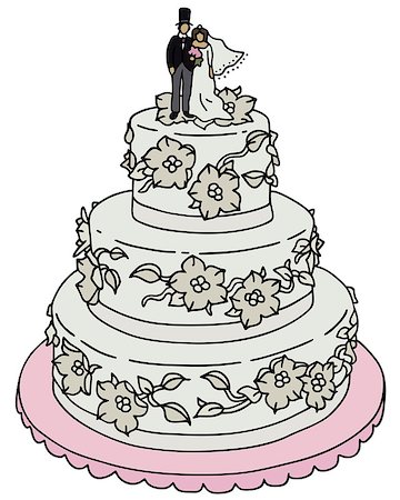 Hand drawing of a big wedding cake Stock Photo - Budget Royalty-Free & Subscription, Code: 400-08151187