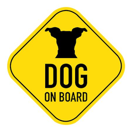 road with dog car - jack russell Dog  silhouette illustration on yellow placard sign,showing the words dog on board, isolated on white background Stock Photo - Budget Royalty-Free & Subscription, Code: 400-08151262