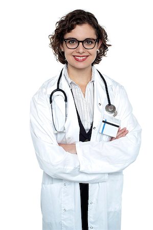 simsearch:400-08131186,k - Portrait of a confident female medical professional isolated over white. Foto de stock - Royalty-Free Super Valor e Assinatura, Número: 400-08151966