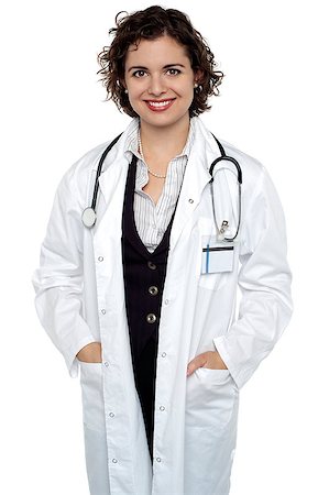 simsearch:400-08131186,k - Portrait of an elegant medical practitioner posing casually against white background. Foto de stock - Royalty-Free Super Valor e Assinatura, Número: 400-08151981